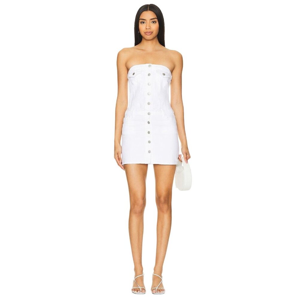 Amanda Uprichard Teyana Dress in White Medium New Womens Denim strapless Mini